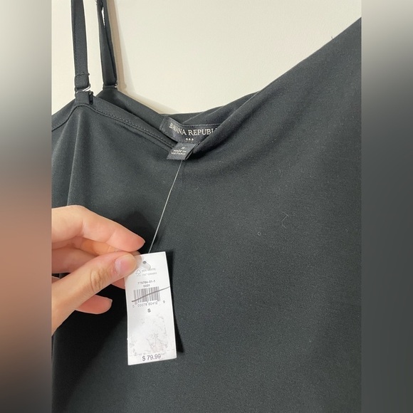 Banana Republic One Shoulder Ruffle Knit Midi Dress Black NWT - Picture 8 of 8